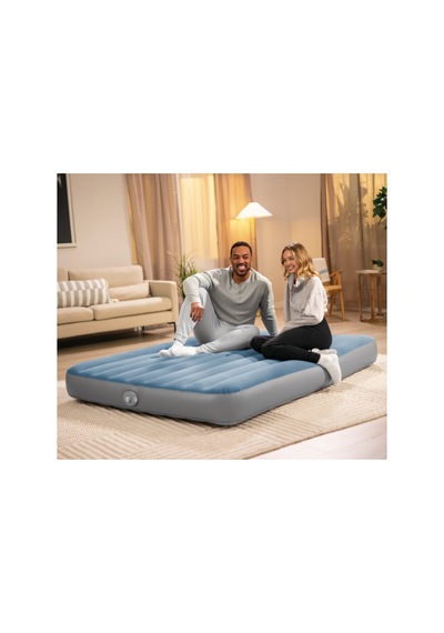 Intex Çift Kişilik Şişme Yatak - Queen Single-high Çıkarılabilir Şarjlı Pompalı 152x203x25cm Mavi