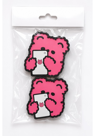Kemboss Pembe Ayıcıklı Bardak Altlığı 2'li Set - Pvc Kaydırmaz Bardak Altlığı Kahve Kupa Çay Bardağı Altlığı Masa Koruyucu Çok Renkli