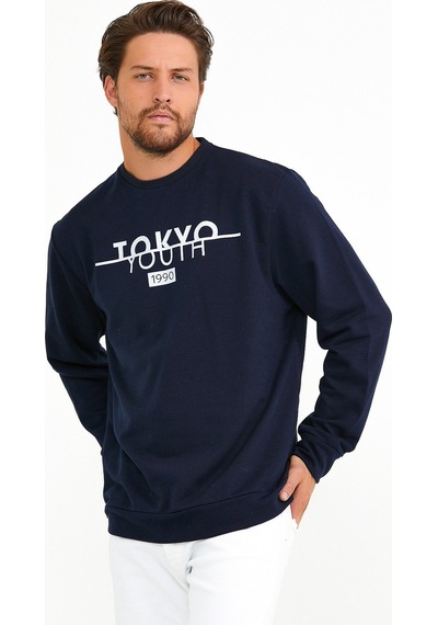 Erkek Bisiklet Yaka Regular Fit Tokyo Basklı Sweatshirt Spr22sw1 001