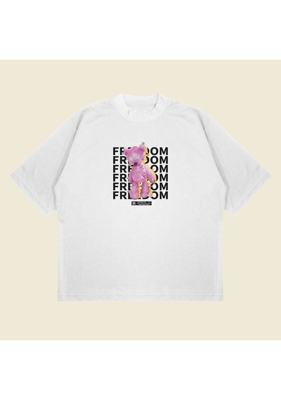 Tarzsokak Pink Anarchy Baskılı Oversize Unisex Pamuklu Nefes Alan Kalın Kumaşlı Beyaz