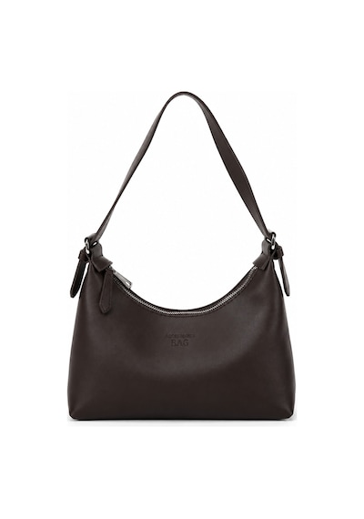 Levano Leather Kadın Suni Deri Omuz Çantası Fermuarlı Günlük Hobo Çanta Şık Minimal Tasarım Kahverengi