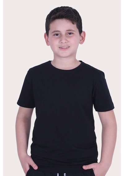 Fyk Kids Düz Model Farklı Renk Seçeneği Ile Unisex Çocuk Tişört Siyah