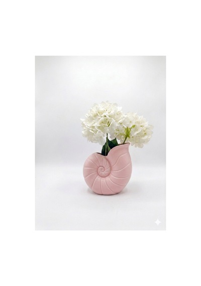 3d Tasarım Deniz Kabuğu Vazo - Dekoratif Modern Saksı Ve Estetik Obje 17 Cm Pembe