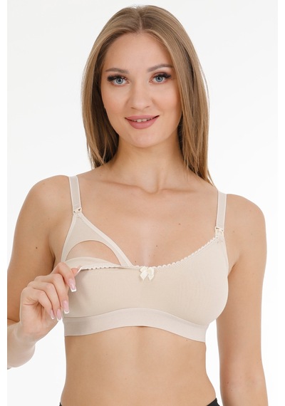 Parlingerie Emzirme Sütyeni Dantelli Kapsız Ten