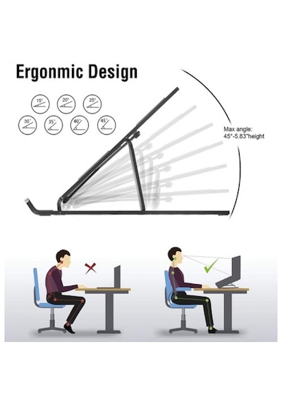 7 Kademeli Ayarlı Katlanabilir Laptop Tablet Standı Çok Amaçlı Siyah