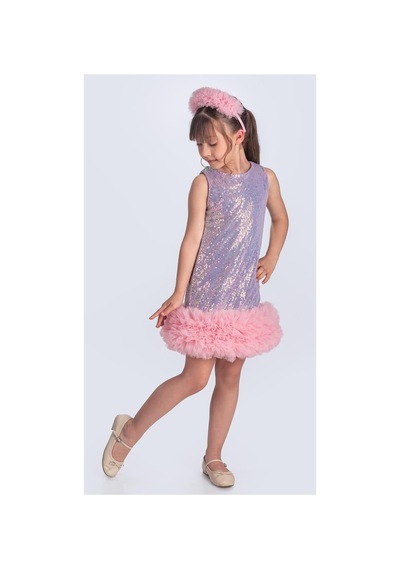 Mnk Baby & Kids Pul Payet İfestos Taçlı Tütü Çocuk Özel Gün Abiye M00743 Lila