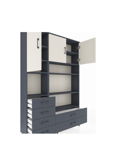 Arges Dolap 9 Raflı 6 Çekmeceli 3 Kapaklı 132x30x195 Antrasit-aytaşı/antrasit Aytası/antrasıt Arges Dolap 9 Raflı 6 Çekmeceli 3 Kapaklı 132x30x195 Antrasit-aytaşı/antrasit Aytası/antrasıt