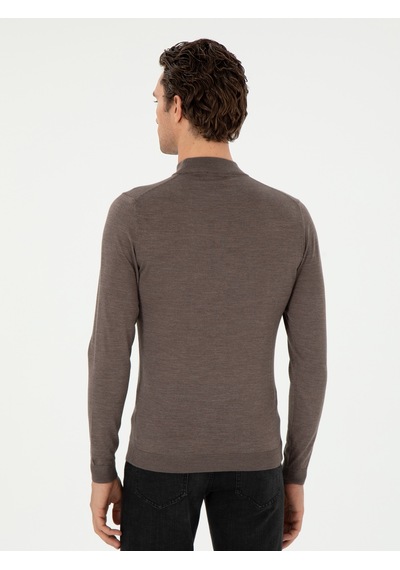 Cacharel Vizon Slim Fit Kaşmir İpek Karışımlı Çeyrek Balıkçı Yaka Triko Kazak Kahverengi Cacharel Vizon Slim Fit Kaşmir İpek Karışımlı Çeyrek Balıkçı Yaka Triko Kazak Kahverengi