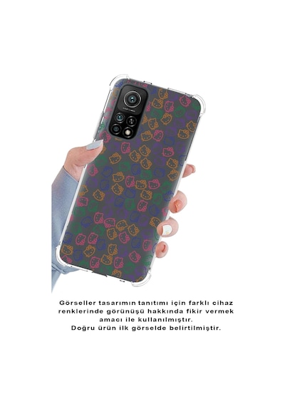 Xiaomi Poco F2 Pro Köşe Korumalı Antişok Kapak Hello Kitty Tasarımlı Şeffaf Silikon Kılıf