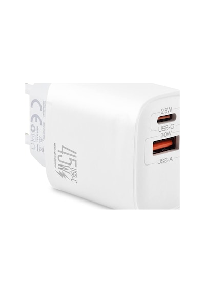 Usb Type-c Çift Çıkışlı Hızlı Şarj Adaptörü 45w Beyaz Nd1013 Evimdeyokyok