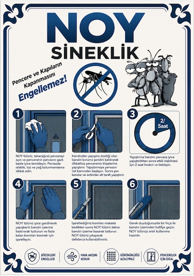 Sineklik Pencere Sinekliği Yapışkanlı Cırtlı Sinek Perdesi Yıkanabilir Tekrar Kullanılabilir 75x125 Cm