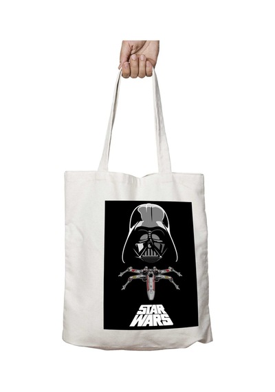 Art Hediye Star Wars Darth Vader X-wing İki Tarafı Kalıcı Baskılı Yıkanabilir Çanta Çok Renkli