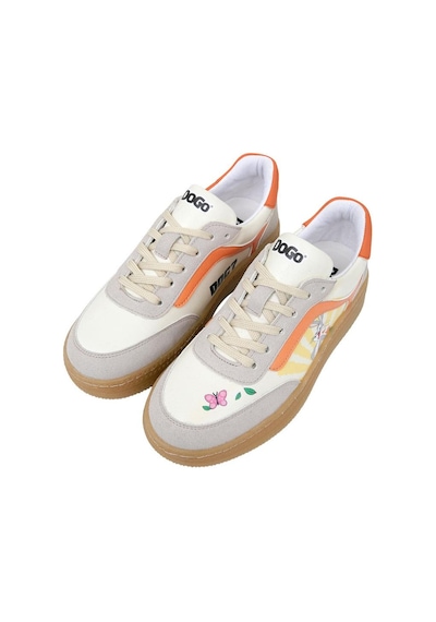 Kadın Vegan Deri Beyaz Sneakers - Warner Bros Looney Tunes Bugs Bunny Hop İnto Nature Tasarım Çok Renkli