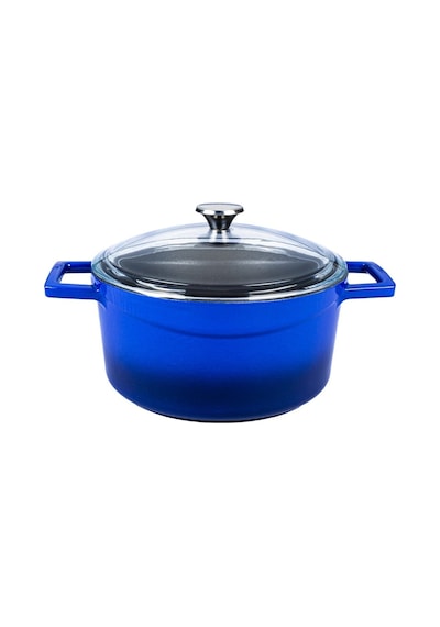 Lava Döküm Yuvarlak Tencere Cam Kapaklı Glaze 28 CM
