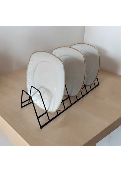 Tabaklık Rafı- Tencere Kapak Düzenleyici-tabak Kurutmalık -10 Bölmeli Siyah Stand Metal 34 X 25 Siya Diğer