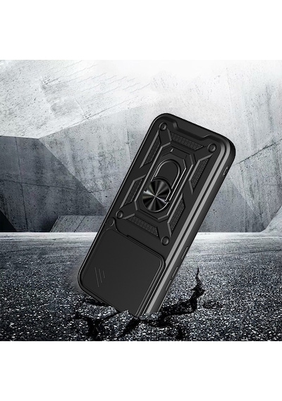 Xiaomi 17t Pro Kılıf 360 Dönebilen Magnetik Standlı Kamera Korumalı Sürgülü Vega Kapak Siyah