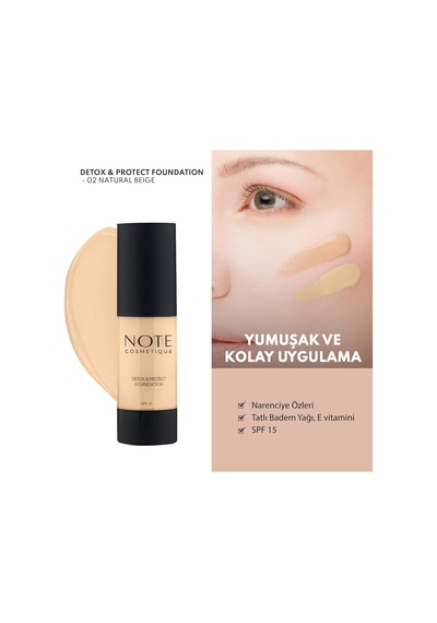 Cosmetics Detox & Protect 02 Natural Beige Canlandırıcı Etkili Spf 15 Kapatıcı Fondöten Çok Renkli