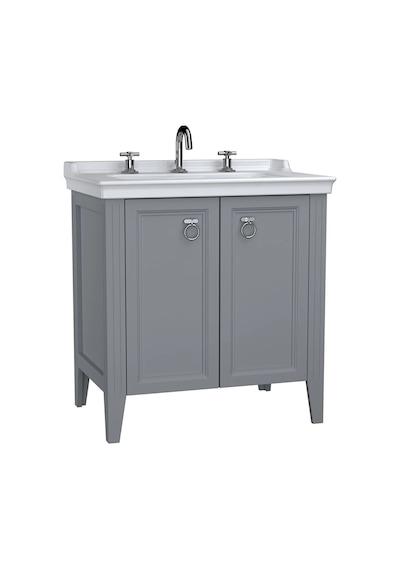 62154 VitrA Valarte Kapaklı Etajerli Lavabo Dolabı, 80 Cm, Mat Gri Lavabo Dahil-krom Kulplu Diğer 62154 VitrA Valarte Kapaklı Etajerli Lavabo Dolabı, 80 Cm, Mat Gri Lavabo Dahil-krom Kulplu Diğer