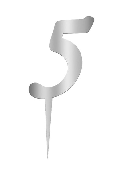 Pleksi Rakam Pasta Süsü. 12.5cm x 5cm - 1 Adet Gümüş 0