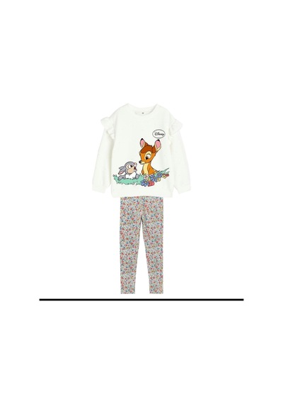 Lolliboomkids Yeni Sezon Sevimli Geyik Tavşan Desenli Çiçekli Fitilli Tayt Ve Sweatshirt Alt Üst Takım Ekru Lolliboomkids Yeni Sezon Sevimli Geyik Tavşan Desenli Çiçekli Fitilli Tayt Ve Sweatshirt Alt Üst Takım Ekru