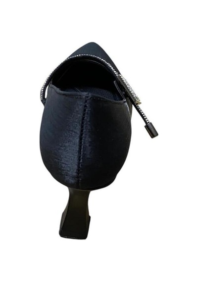 Yaren Moda Kadın Kadeh Topuk Taşlı Saten Stiletto Siyah - 870539054 Siyah