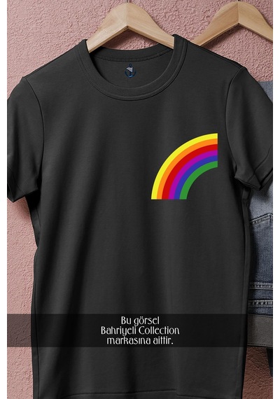 Oversize Lgbt Rainbow, Colors Cep Tasarımlı Unisex T-shirt Siyah