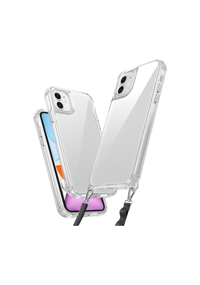 Effox Apple Uyumlu iPhone 11 Kılıf Aihttgli Takılabilir Askı Aparatlı Snap Silikon Kapak-şeffaf Şeffaf