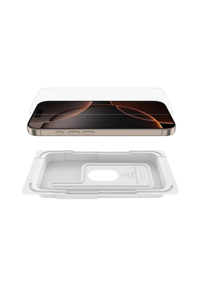 Belkin Ova173hq Screenforce Invisiglass Apple Uyumlu   iPhone 16 Pro Kolay Hizalama Tepsili Antimikrobiyal Ekran Koruyucu
