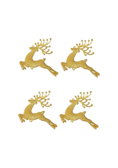 Gold Renk Yılbaşı Çam Ağacı Geyik Süs 14 Cm 4 Adet Diğer