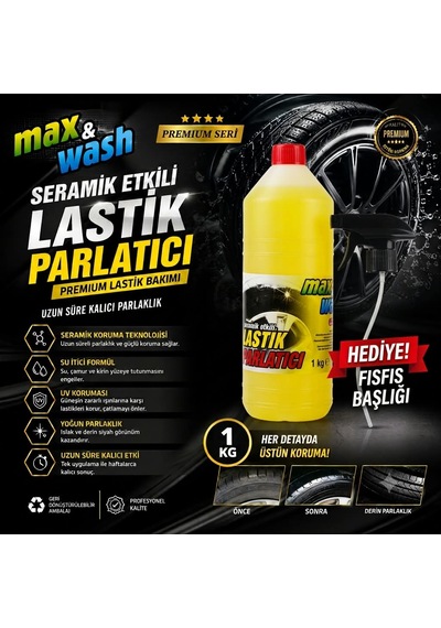 1 Kg Premium Seramik Etkili Lastik Parlatıcı Islak Görünüm, Derin Parlaklık & Uzun Süreli Etki