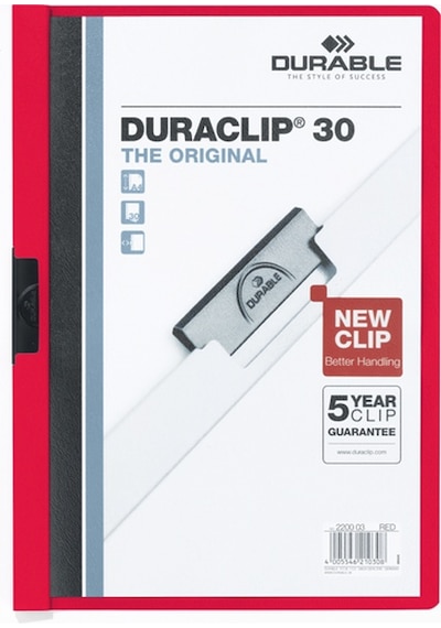 Durable Sıkıştırmalı Dosya Duraclip Ortadan Klipsli 30 Syf A4 Kırmızı 2200 Çok Renkli