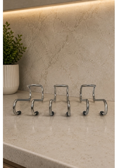 Teknor 3'lü Set Havlupan Askısı Pratik Havlu Askısı Beyaz 10x5 Cm Krom