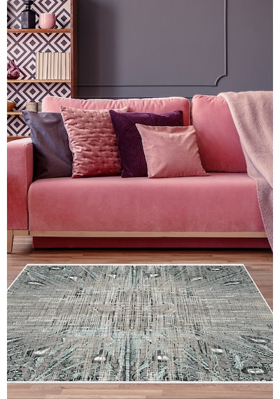Dekoreko Kaymaz Taban Djt Salon Halısı Trend Modern 743 Mavi