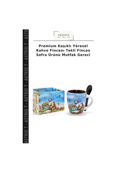 Premium Kaşıklı Yöresel Kahve Fincanı Tekli Fincan Sofra Ürünü Mutfak Gereci Çok Renkli