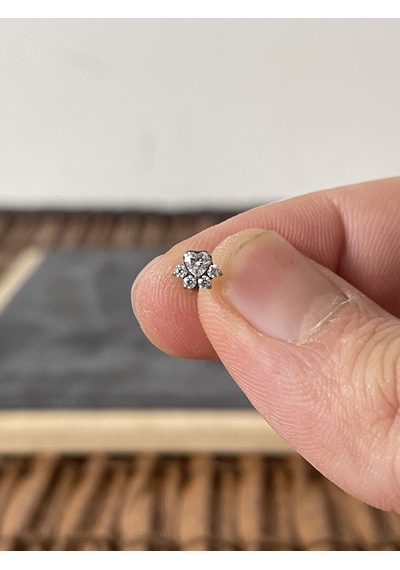 Yüksek Kalite G23 Titanium Pati Zirkon Titanyum 6 X 1.2 MM Labret Piercing Gümüş