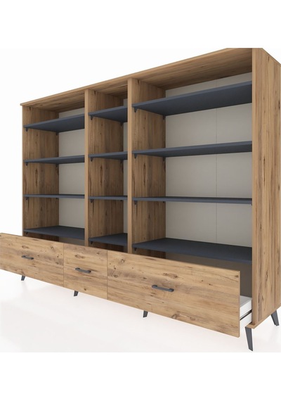 Hyperion Dolap 12 Raflı 3 Çekmeceli 220x44x163 Çam-antrasit/çam Antrasıt/atlas Çam - Atlas Çam Hyperion Dolap 12 Raflı 3 Çekmeceli 220x44x163 Çam-antrasit/çam Antrasıt/atlas Çam - Atlas Çam