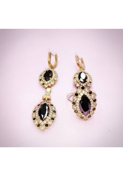 Oriental Kuyumculuk Jewellery Siyah Oniks Taşlı Otantik Gümüş Set Takım Gümüş
