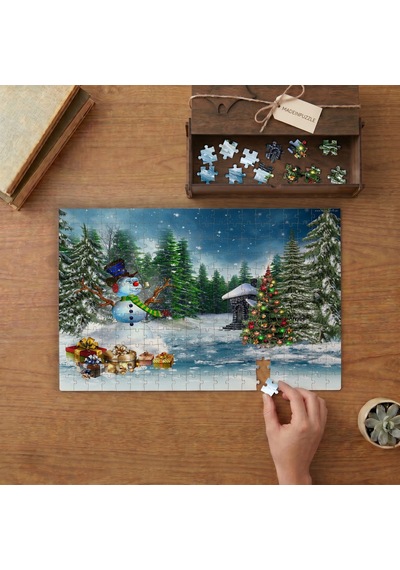 Noel Ağaçları - Hediyeler - Manzara Tasarımı 240 Parça Ahşap Puzzle Ahşap Kutuda Mpy10267