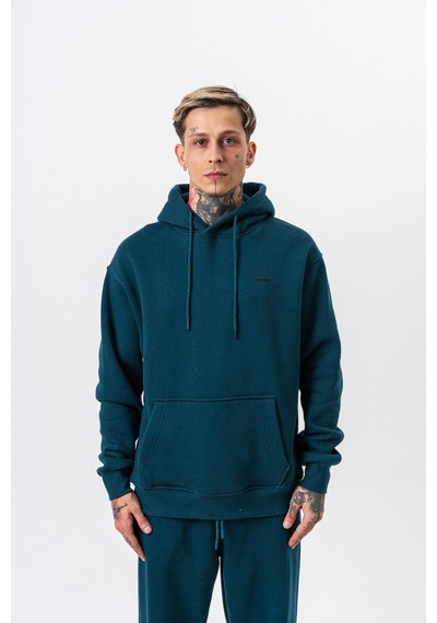 Erkek Respire Yazı Detaylı Kapüşonlu Basic Oversize Hoodie Zümrüt