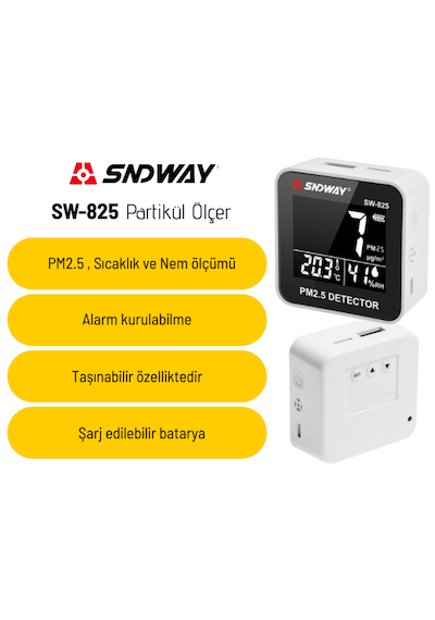 Sndway Sw-825 Pm2.5 Partikül Ölçer - Sıcaklık Ve Nem Monitörü