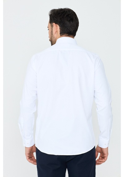 White Stone Beyaz Mikro Çizgili Dynamic Fit Erkek Uzun Kollu Gömlek Beyaz-02