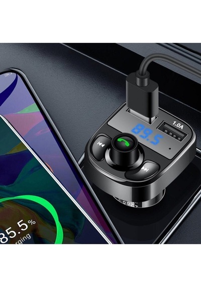 Carx8 Araç Kiti Fm Transmitter Bluetooth 5.0 Micro Sd Usb Şarj Oto Müzik Çalar
