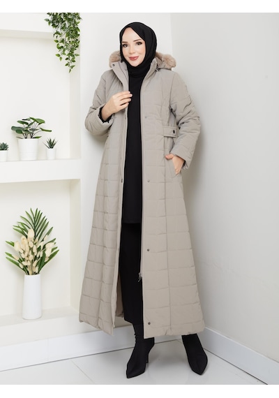 Eslemnur Nova Kumaş Şişme Mont 135cm Vizon