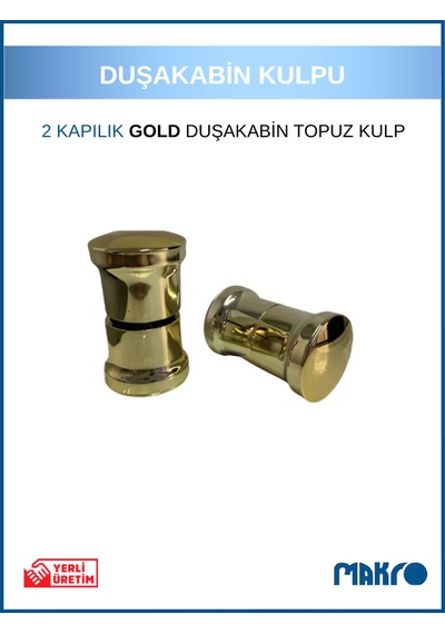 2 Kapılık Duşakabin Topuz Kulp Gold Cam Duşakabin Kulpu Gold