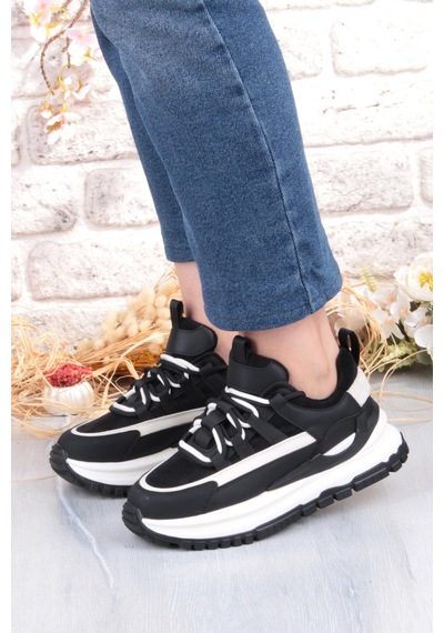 Guja Mask Rahat Hafif Kalın Taban Kadın Sneaker Ayakkabı Siyah