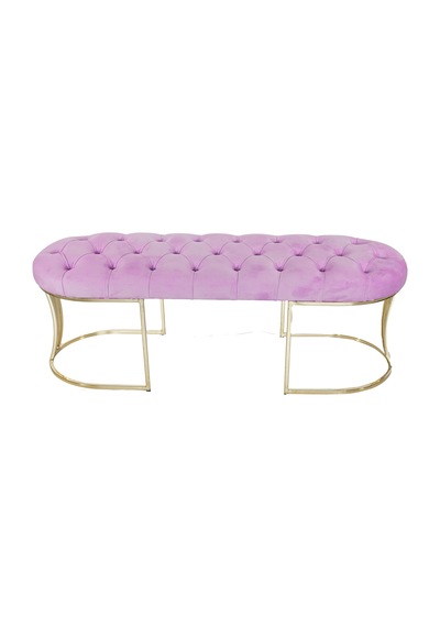 VİEGO GOLD PEMBE-Kapitoneli Model Puf&Bench&Koltuk-Oturak-Uzun Makyaj Puff-Yatak Odası Ucu&Önü