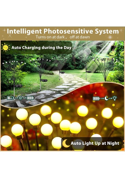Colcutee Güneş Ateşböceği Işıkları, 4'lü Paket 40 Led Solar Bahçe Işıkları, Güneş Enerjili Sallanan Bahç Diğer