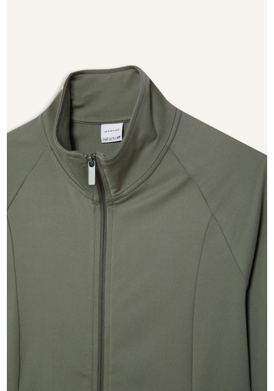 DeFactoFit Fitted Dik Yaka Çift Cepli Fermuarlı Sporcu Hırka B3985AX25SPKH458 Haki