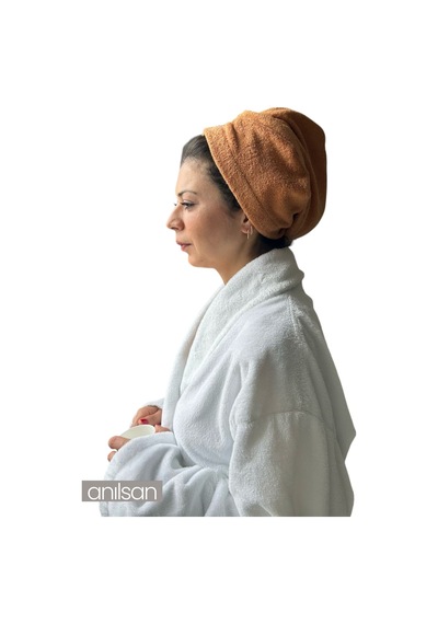 %100 Pamuk Hardal Havlu Bone Saç Kurutma Bonesi Kafa Havlusu Duş Banyo Bonesi Islak Saç Kurulama Bone Hardal