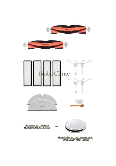 Xiaomi Mi Robot Vacuum Mop 2c Robot Süpürge Uyumlu Yedek Fırça,hepa Filtre,mop Seti-14 Parça